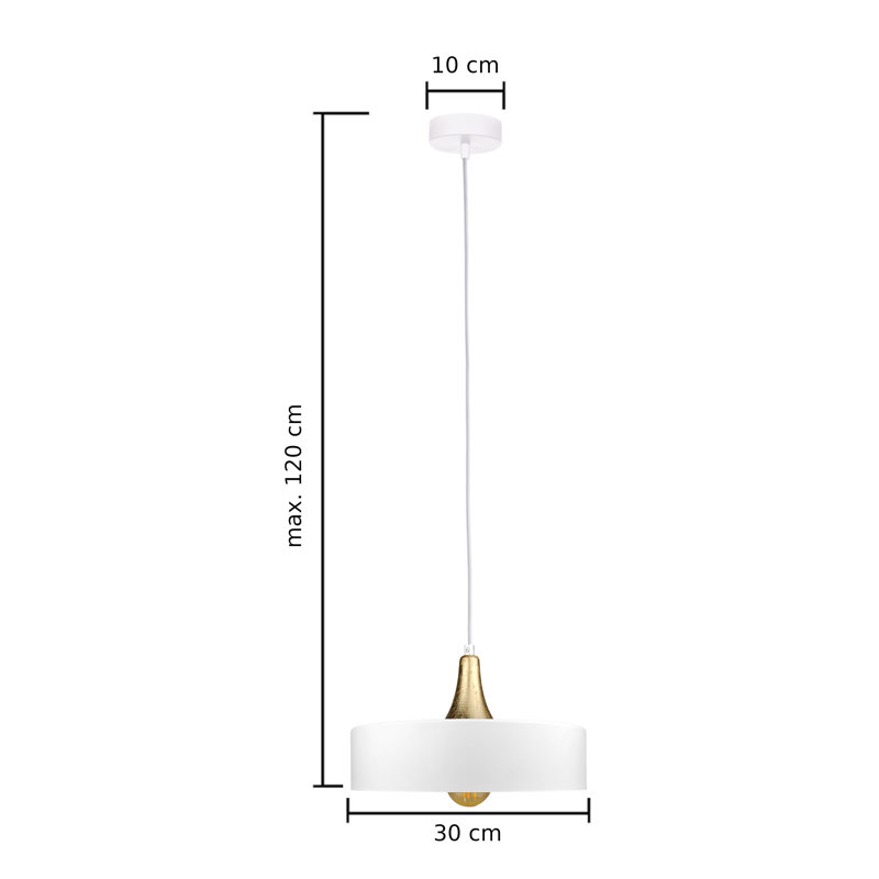 Cajigas 1 - Light Drum Pendant, White/Gold