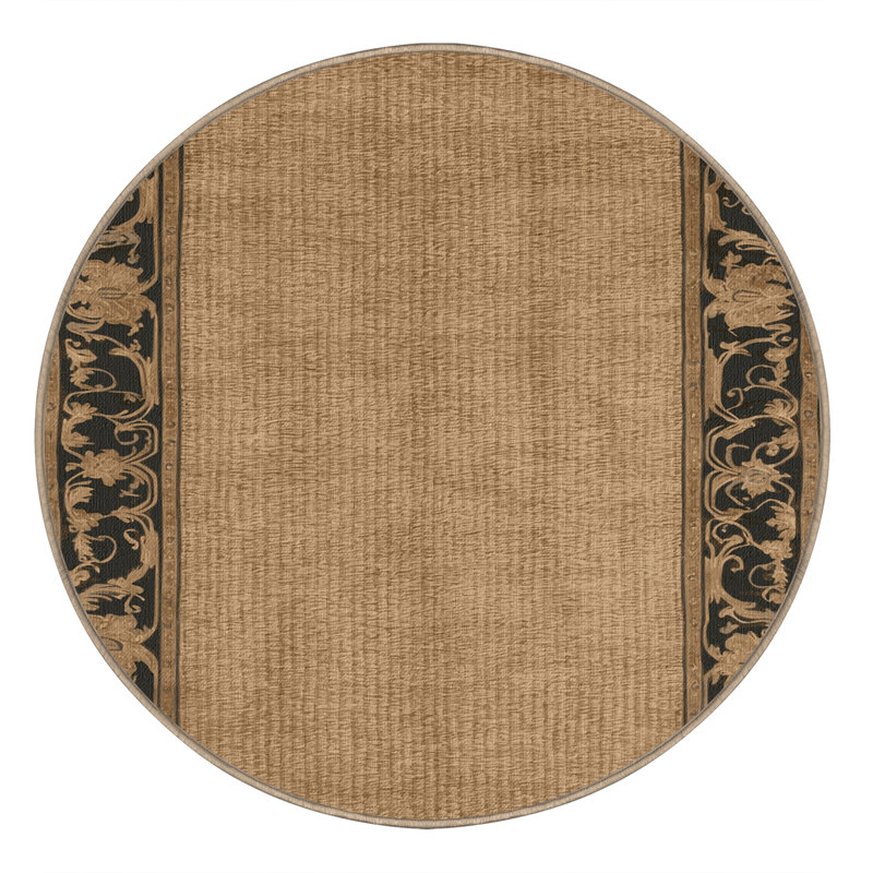 Tapis brun français lavable à la machine, Rond 8 pi
