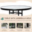 Ensemble de mobilier de patio extérieur, 2 chaises pliantes, parasol à angle réglable, table de salle à manger en verre trempé texturé Wave-1872782667