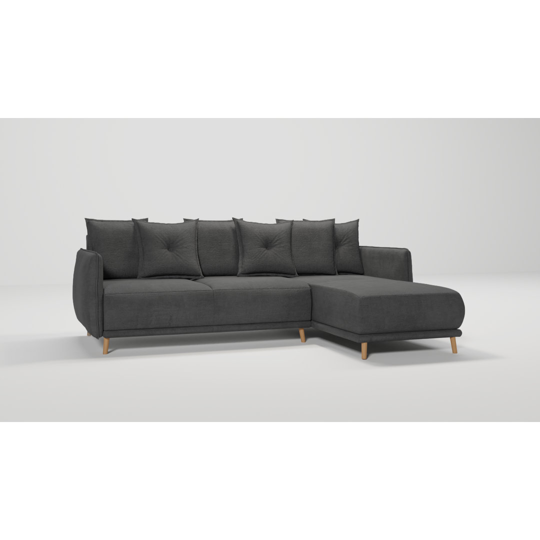 Ecksofa Edvard mit Schlaffunktion Und Bettkasten In Scandinavischem Design mit Holzfüßen aus Luxusmicrofaser