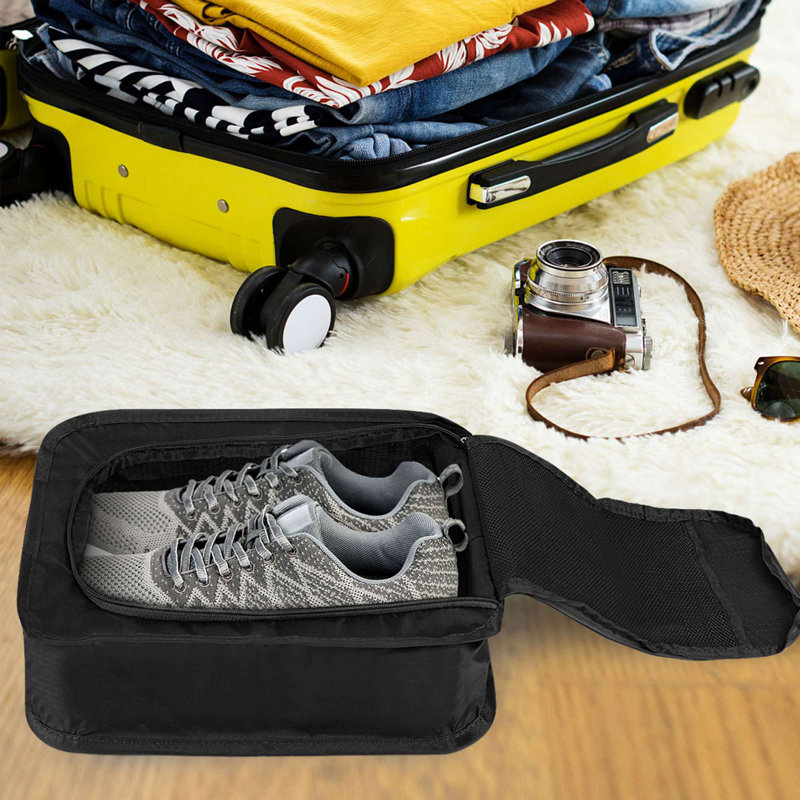 2PCS Travel Shoe Bags Dust-Proof Waterproof Shoes Organizer Packing Cubes for Travel, Black