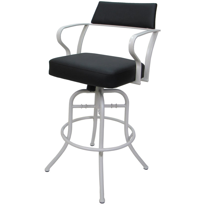 Tabouret de comptoir pivotant 26 po Chiyomi, Vinyle - siège noir / structure blanche