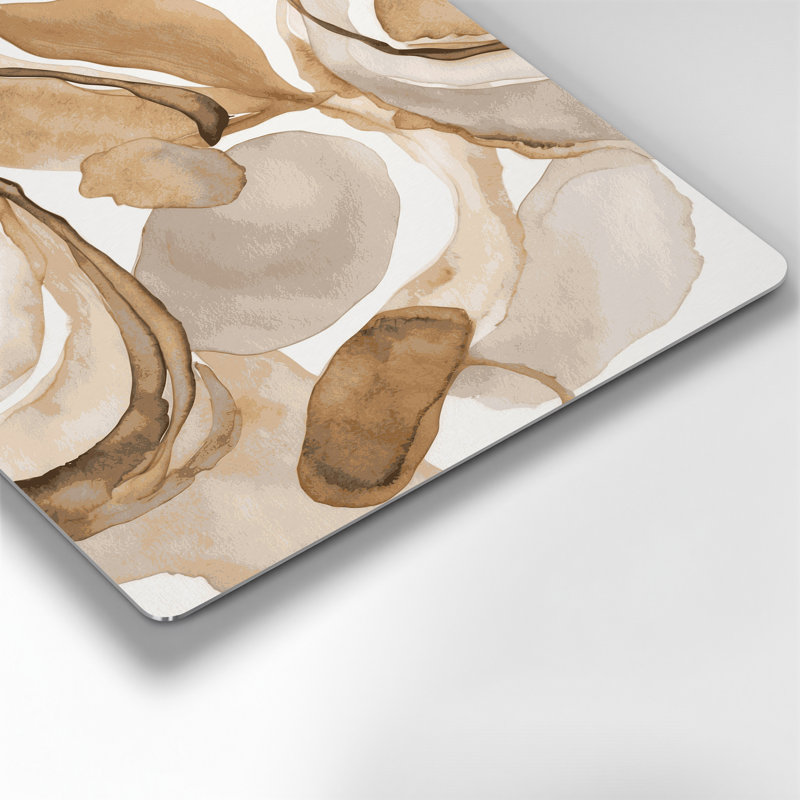 Aquarelle abstraite 24, art mural en métal beige, H 18 po x l 12 po