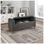 Banc de rangement Mid-Century moderne à plateau relevable avec revêtement capitonné gris foncé et structure en bois massif à finition noyer
