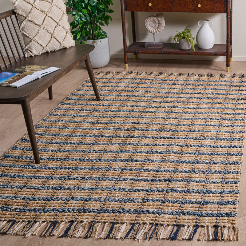 Tapis tissé à la main en coton 0,25 jute 0,15 Olympe, Rectangle 5 pi x 8 pi