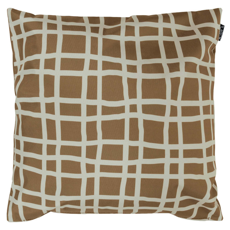 Indoor / Outdoor Square Throw Cushion, Chocolate/White Abstract