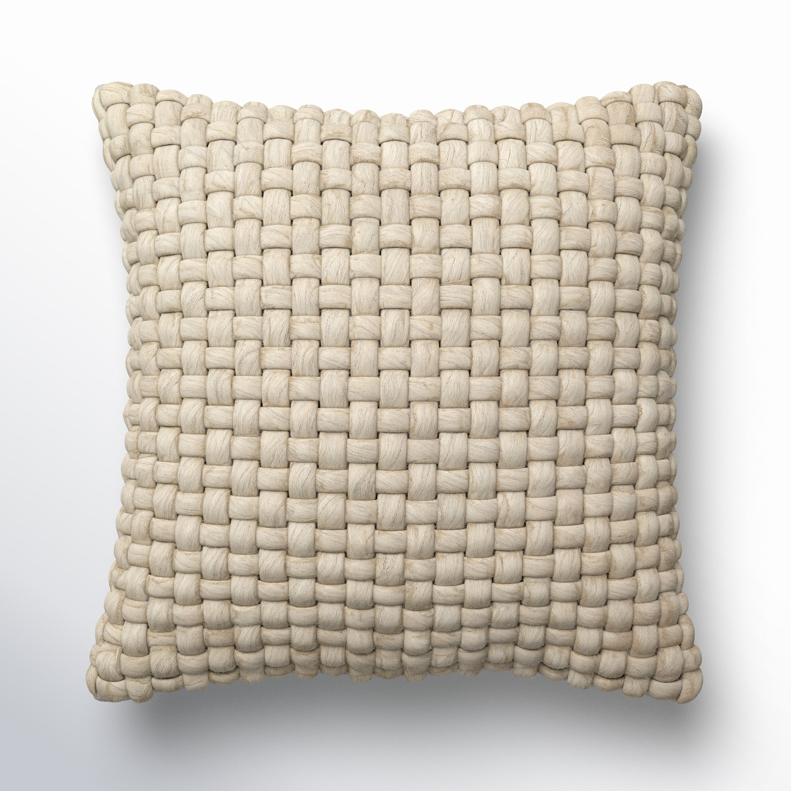 Belel Wool, Cotton Throw Pillow, Down, 20" x 20", Taupe