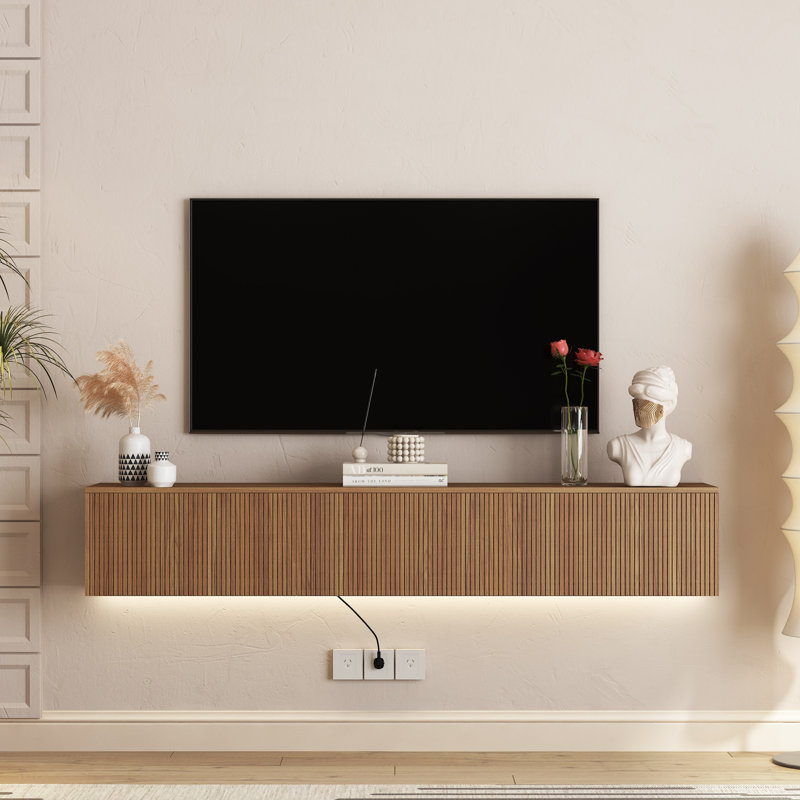 Floating TV Stand Wall Mounted,Modern TV Stand, Floating TV Cabinet Entertainment Center, Wood, W68.8*H11.8