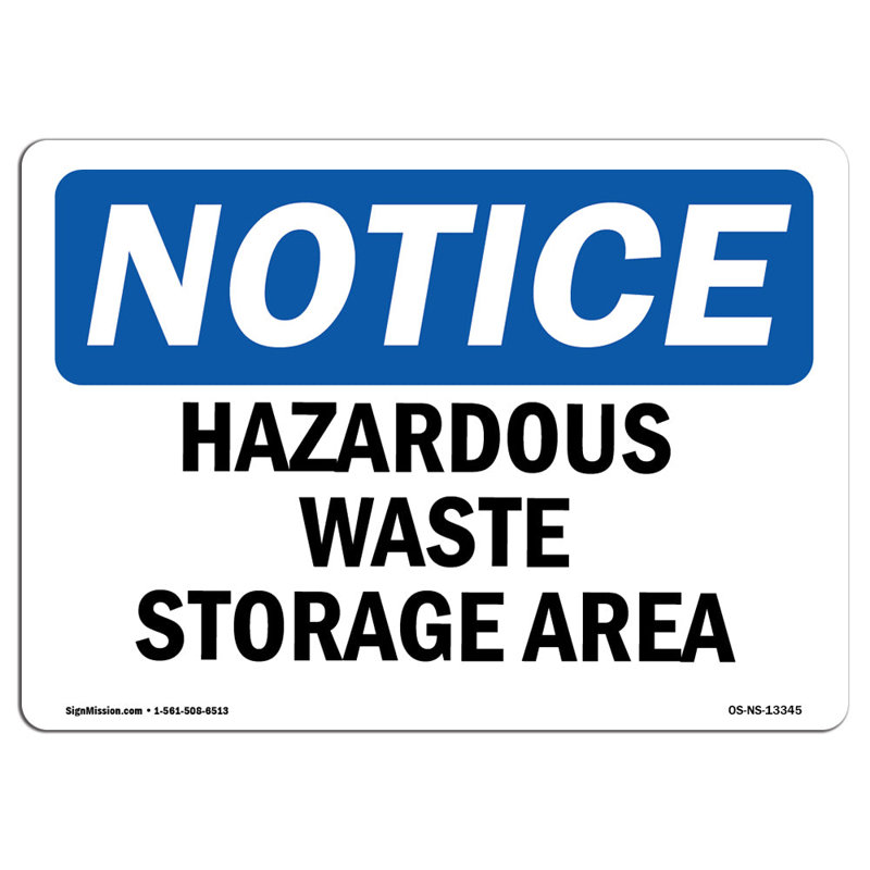 Panneau de zone de rangement des déchets dangereux