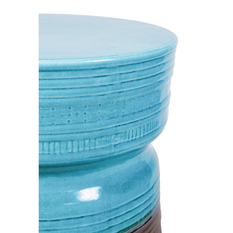 Ancaris Garden Stool, Aquamarine Gloss/Brown