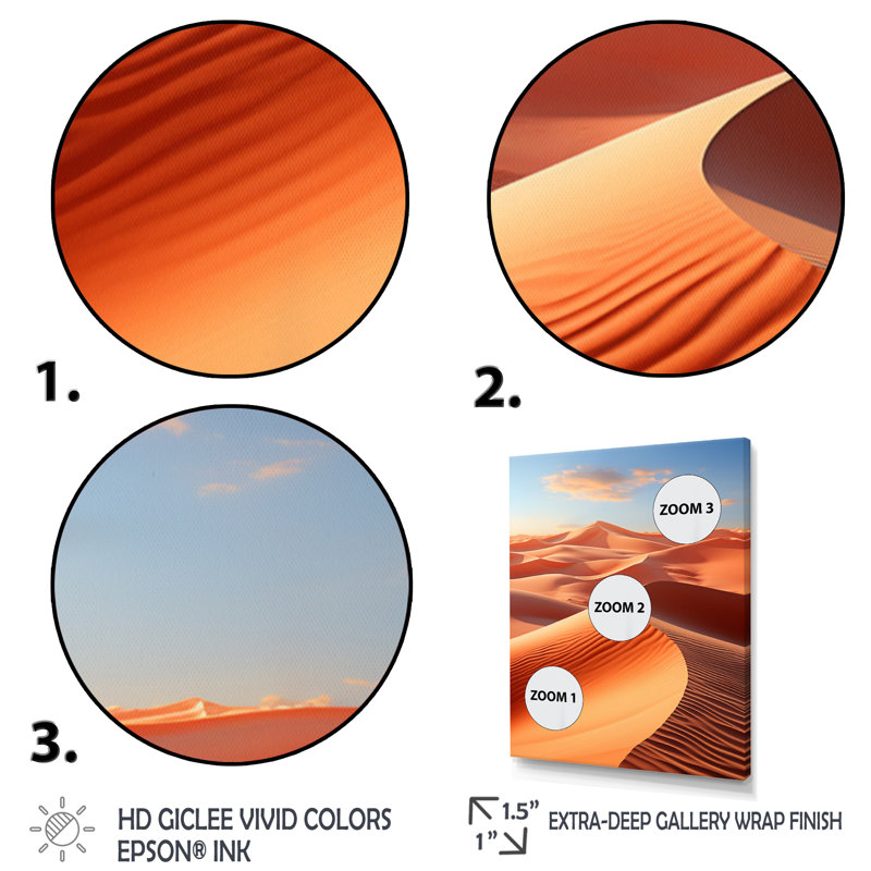 «Aubre Desert Photo Sunkissed Sands II», reproduction sur toile, Noir, H 32 po x l 16 po x P 1 po