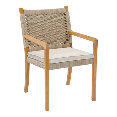 Hudson Teak Patio Dining Chair with Cushion (Set of 2)
