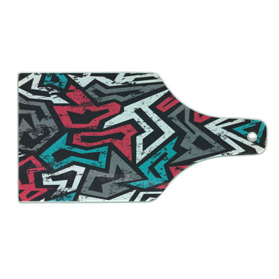 Ambesonne Grunge Tempered Glass Cutting Board Hip Hop Culture Graffiti Multicolor
