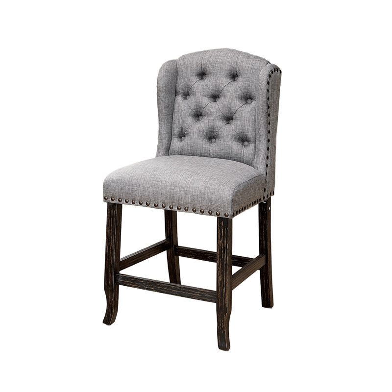 Fauteuil à oreilles de comptoir rustique de 22,4 po de largeur, gris clair (2 / RTC), Gris clair / Brun