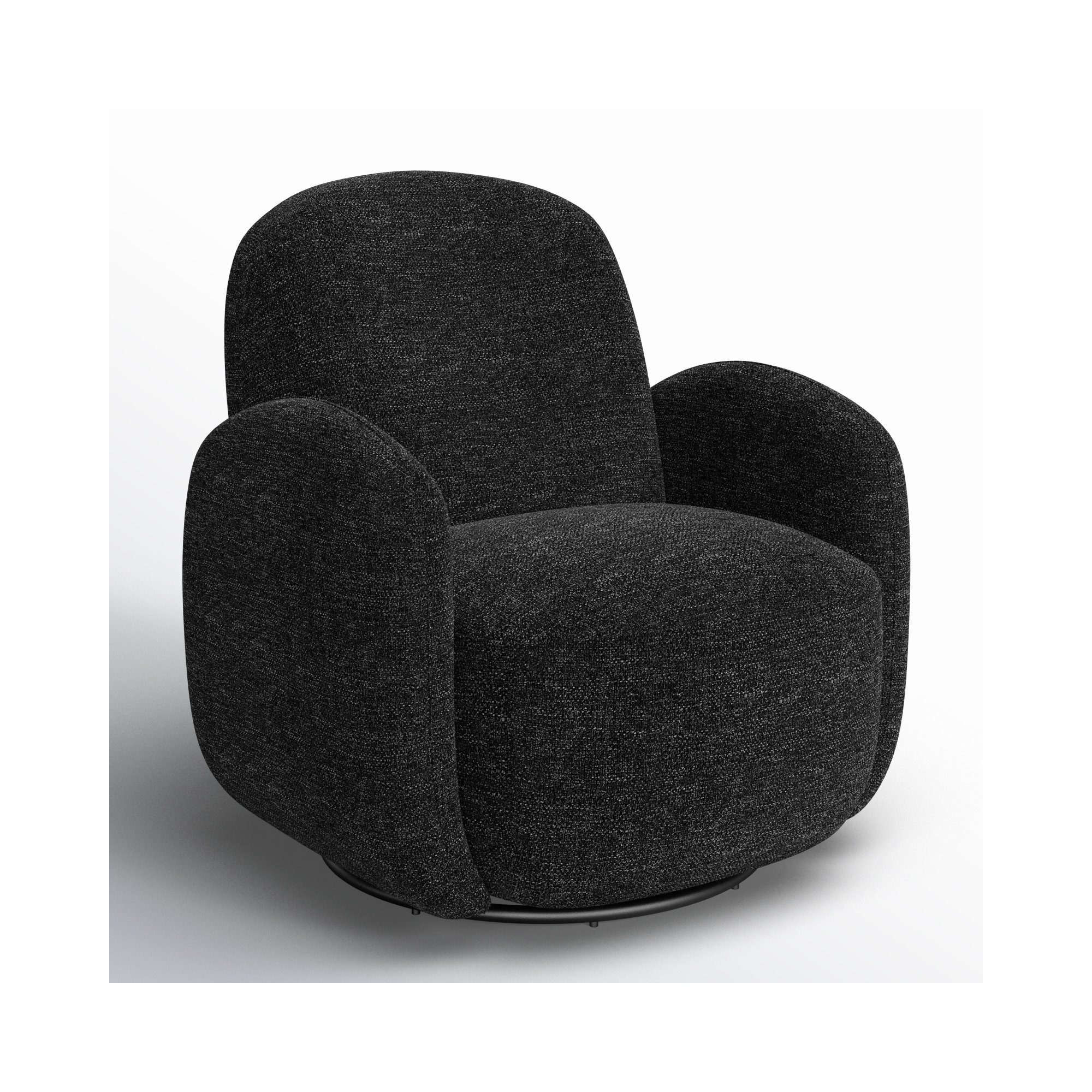 Lotta Swivel Lounge Chair, Black Fabric