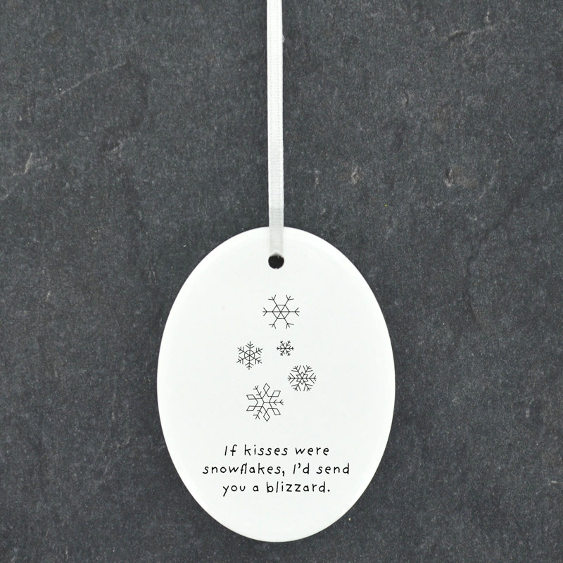 Carley If Kisses Were Snowflakes Oval Shaped Ceramic Ornament