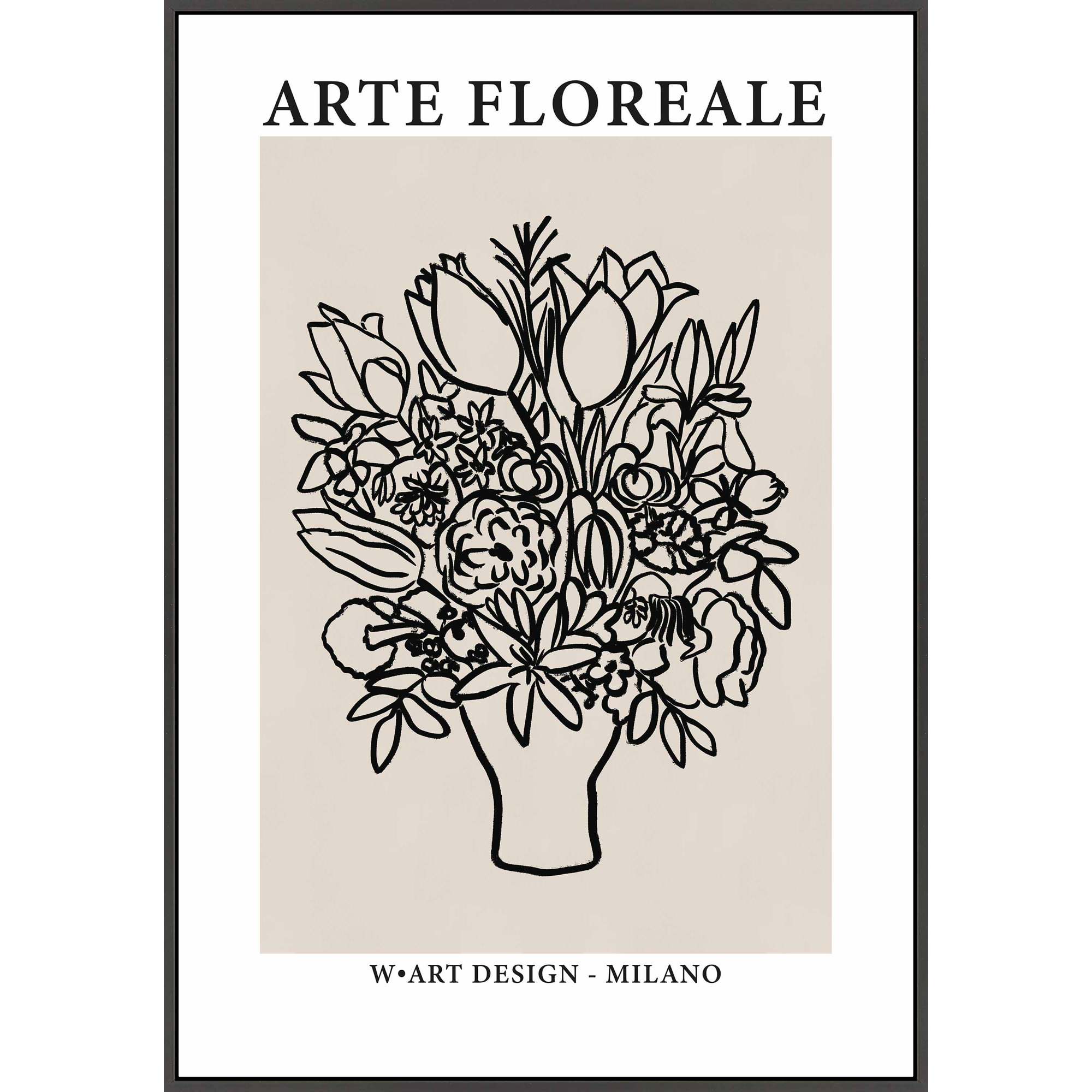 Arte Floreale 1 by Romina Gadler, Black Canvas Framed, 38" H x 26.5" W
