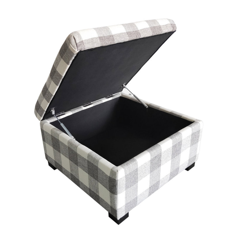 Repose-pieds avec rangement oscer, Sergé de polyester gris / blanc