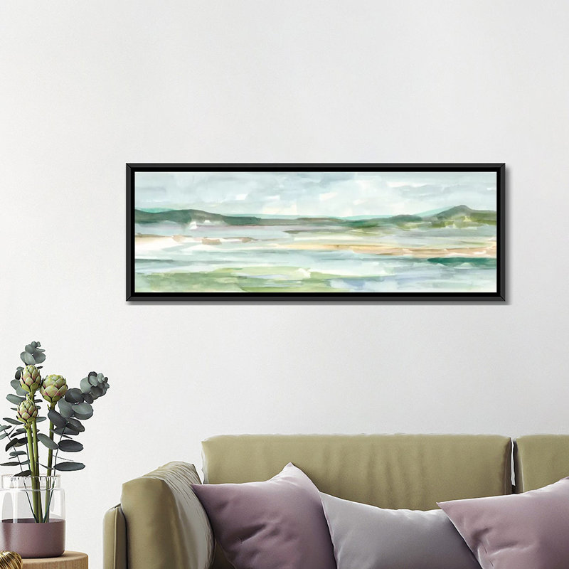 « panoramique seascape ii », reproduction d’impression sur toile tendue, H 16 po x l 48 po x P 1,5 po, Cadre noir