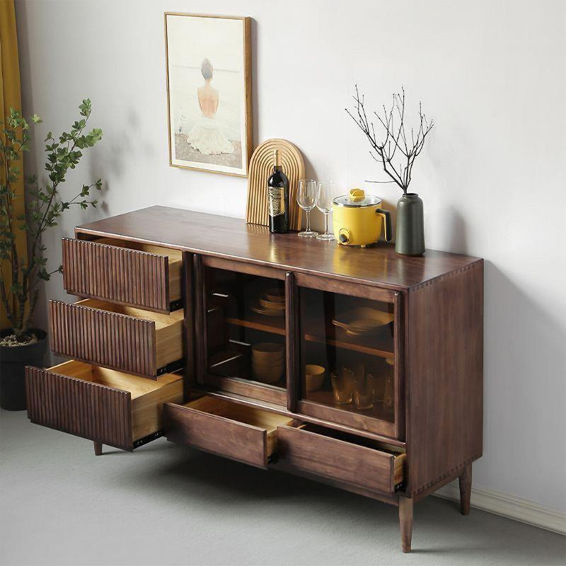 Buffet rayé en verre sculpté, 35.43" H x 58.27" W x 17.72" D