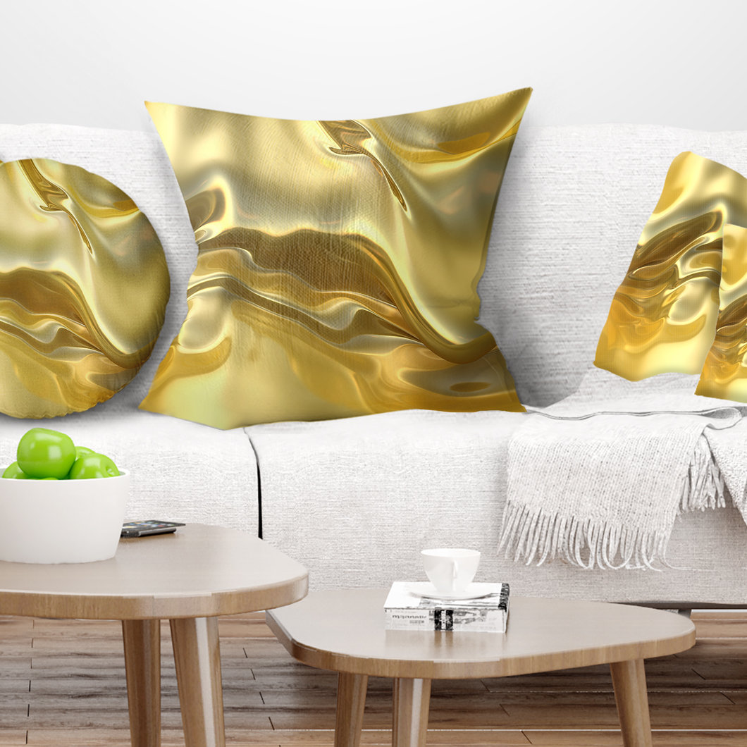 Design Art Golden Cloth Texture Abstract Printed Pillow Wayfair
