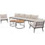Ensemble de canapés modulaires d'extérieur 6 pièces avec tables basses gigognes et sièges avec coussins pour terrasse, porche et jardin (beige) TREXM