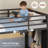 Bed Twin Over Twin With Bookshelf, 4 Storage Drawers, Metal Kids Bunk Bed With Power Outlet & Rgb Lights, Clothing Rack & Shelves, Safety Guardrail & Ladder-1956301180