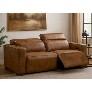 Riseholme Reclining Sofa In Tan Full-leather