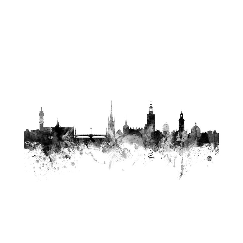 Stockholm, Sweden in Black and White by Michael Tompsett - 1 Piece Wrapped Canvas Wall Art, 30.48 cm H x 45.72 cm W