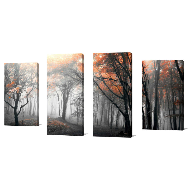 "Autumn Woods I" par Photoinc, ensemble de 4 reproductions sur toiles, H 30 po x l 56 po x P 1 po