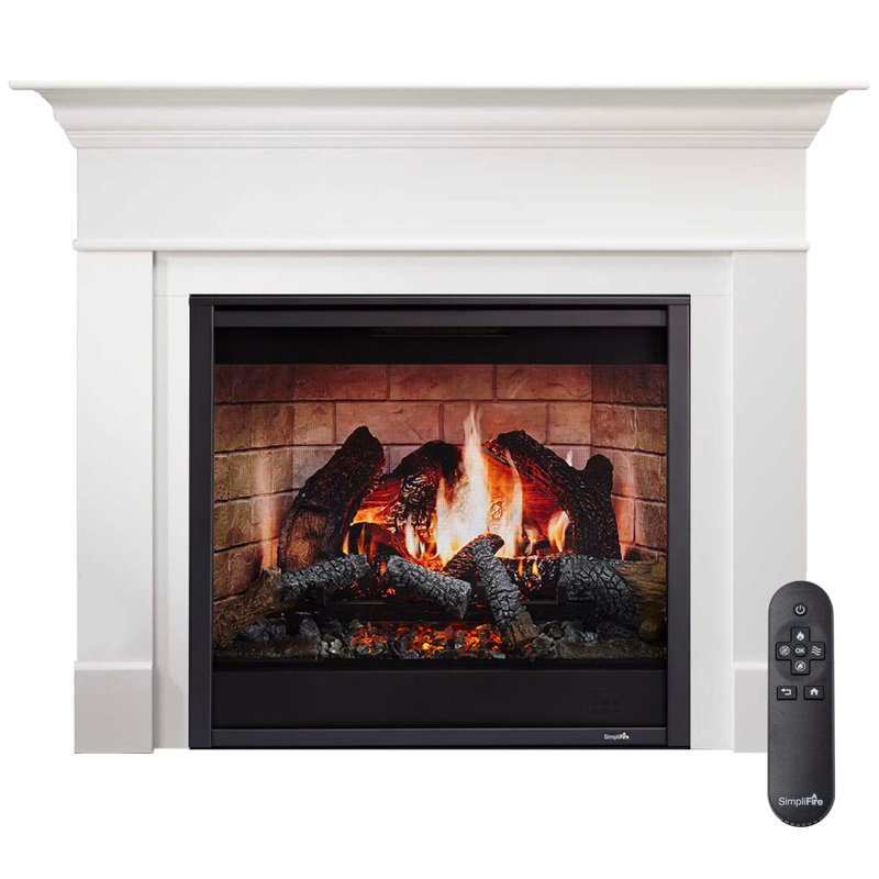 SimpliFire 36-in Inception Firebox with Wescott Mantel & Folio Decorative Front