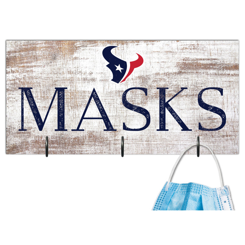 3 - Hook Wall Mounted Coat Rack, Houston Texans