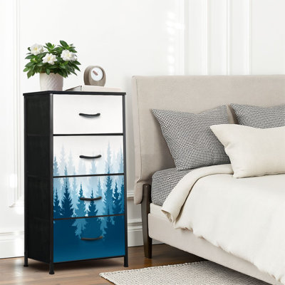 4 Drawer Dresser for Bedroom, Narrow Chest of Drawers, Wooden Top and Study Iron Frame 18"x37.5"-(WxH)