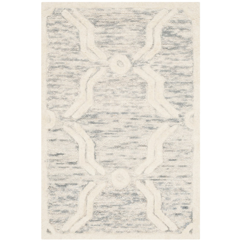 Hand Tufted Wool Geometric Rug, Rectangle 2' x 3'