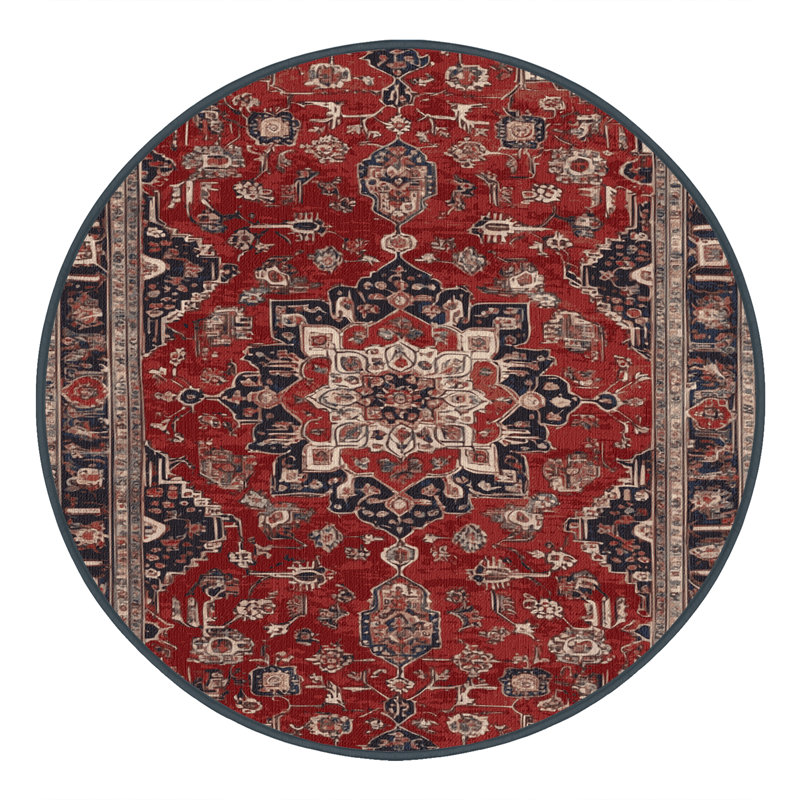 Machine Washable Persian Brown Area Rug, Round 7'