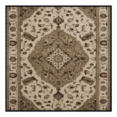 Tapis brun Tabriz lavable à la machine