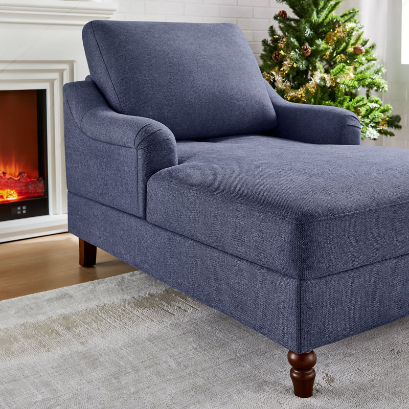 38.58 Inch Upholstered Chaise Lounge, Blue