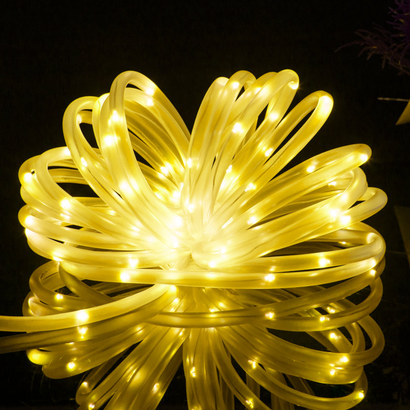 Adrienne Outdoor 100 - Bulb 428.4'' Solar Powered LED Rope String Light, Yellow