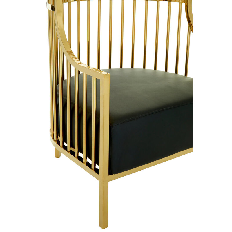 Leather Club Chair, Green Genuine Leather/Gold, Gold