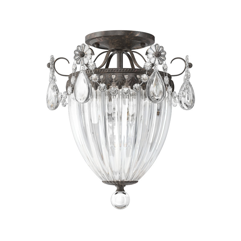 Bagatelle 1 Light 12.5in x 10in Semi-Flush Mount in Heirloom Bronze with Clear Radiance Crystals, Heirloom Bronze