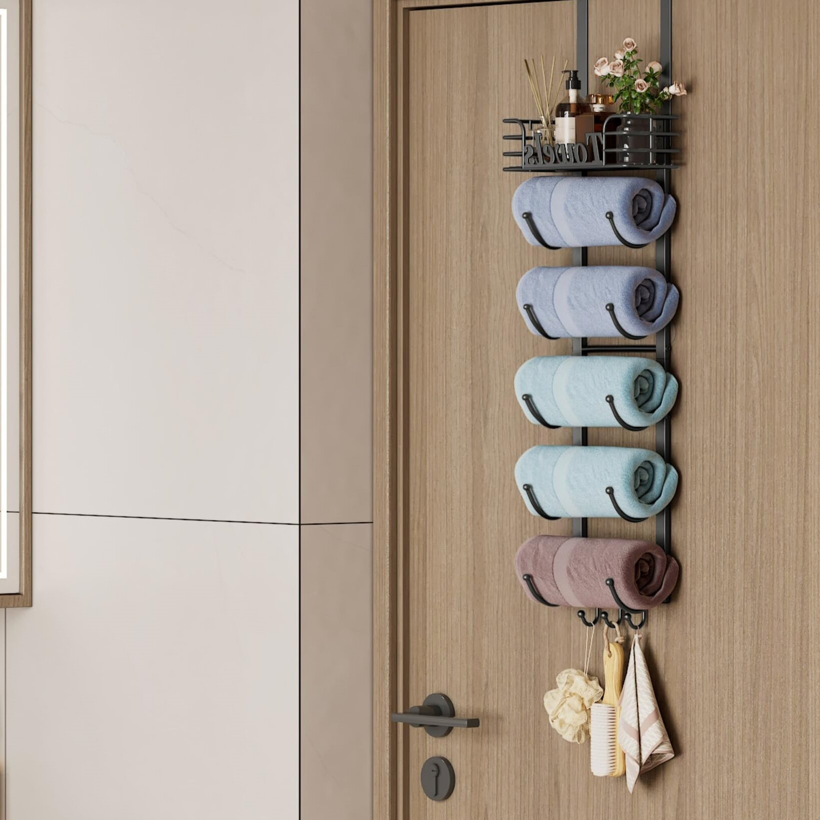 ENOLIL 6 Tier Towel Rack Wall Mounted,Over The Door Towel Racks for ...