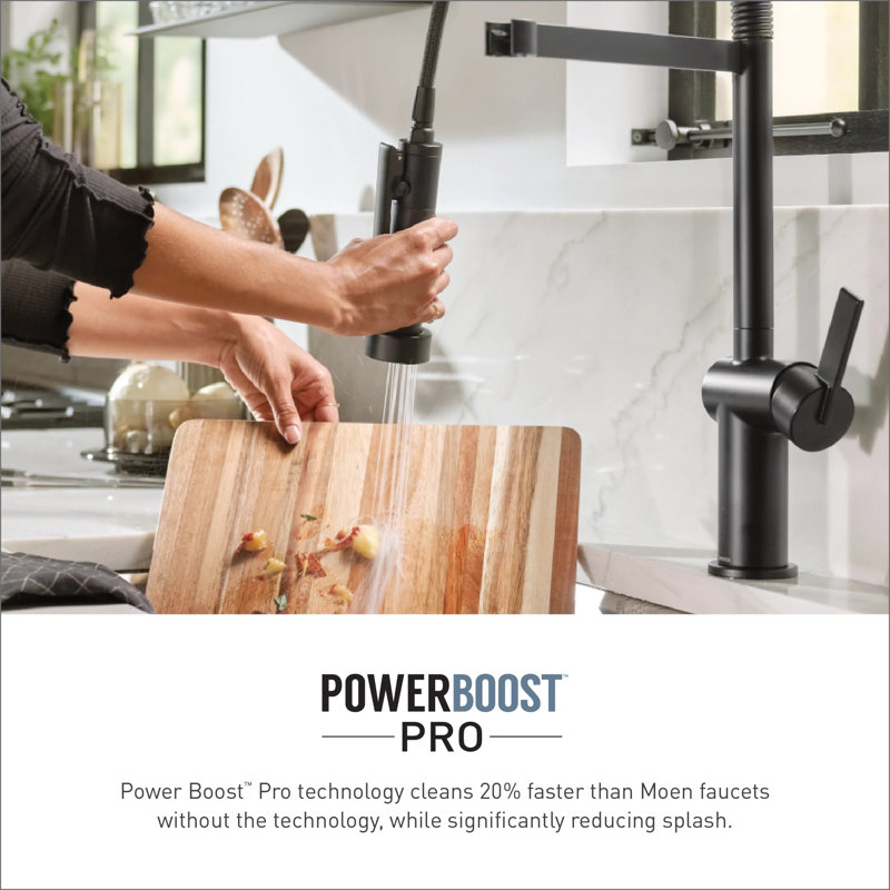 MOEN CIA SPRING KITCHEN FAUCET WITH POWER BOOST PRO, Brushed Gold