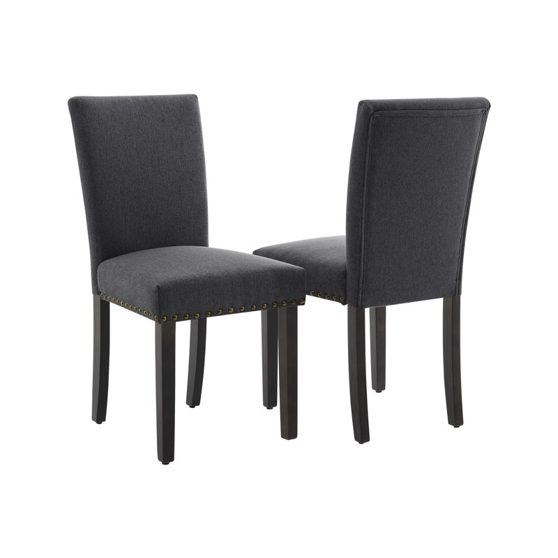 Linen Upholstered Parsons Chair, 2, Black