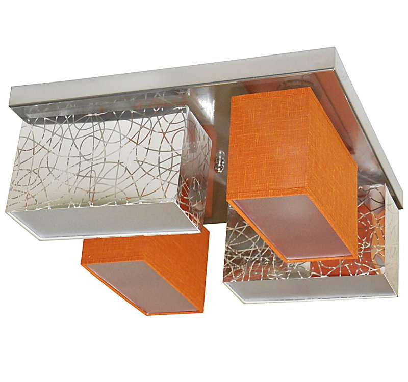 Pascoe Fabric Semi Flush Mount, Silver/Orange Transparent