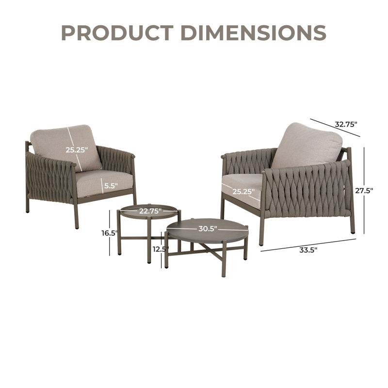 Ensemble de conversation d'extérieur avec 2 canapés et 2 tables Arlend, Coussin beige / structure grise