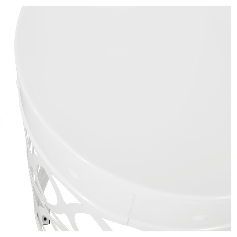 Outdoor Metal End Table -Large, White