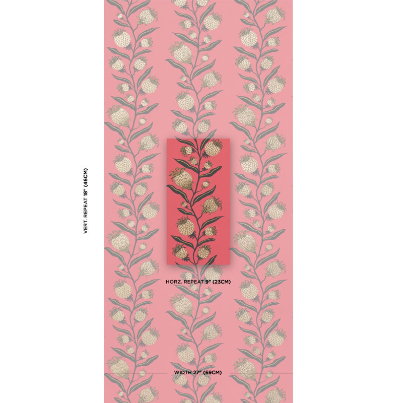 Schumacher x Marian Mcevoy Thistle Vine Wallpaper, Red/Gold