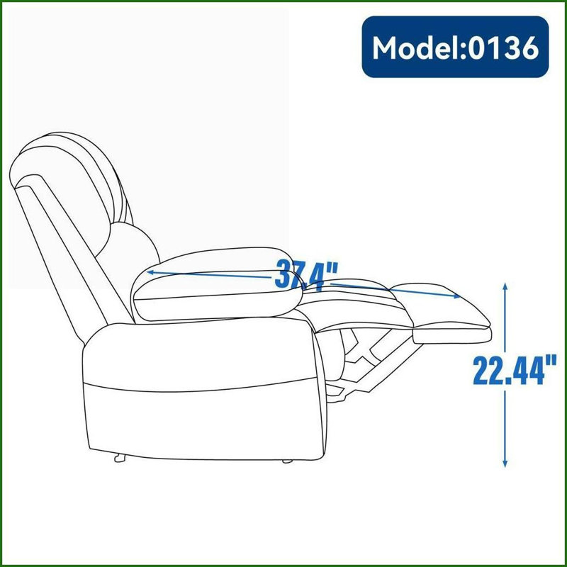 Recliners, Large Manual Recliner Chair for Living Room | Grey | Fabric, Black