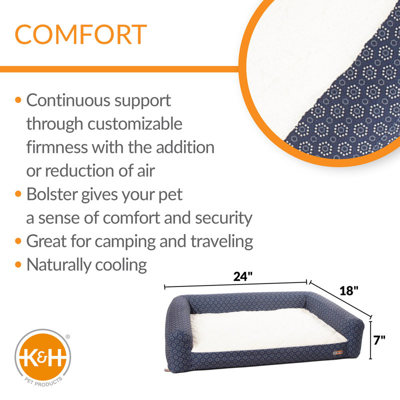 Small Navy Orthopedic Outdoor Pet Sofa Bed with Quilted Fleece
