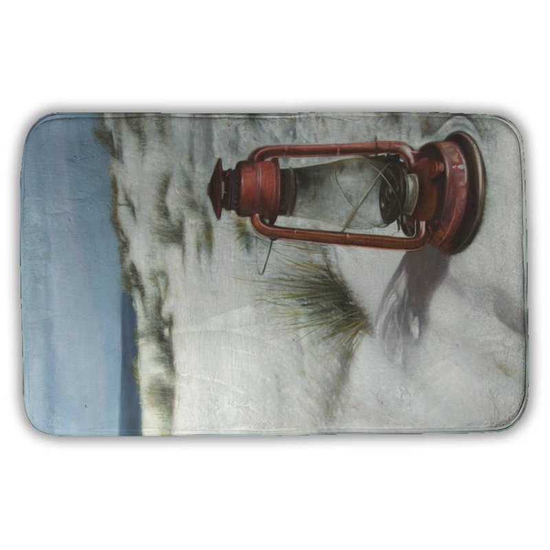 Lantern on the beach Bath Mat with Non-Slip Backing - Quick Dry Memory Foam Bathroom Rug - Absorbent - Modern Plush Spa-Style - Machine Washable